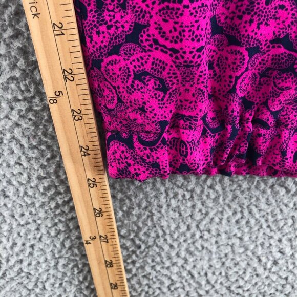 Ann Taylor Pants Womens 10 Pink Lace Print Cropped Jogger Tapered Leg Pockets - Picture 8 of 13